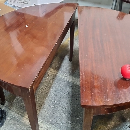 1240 - Star Lot : A mahogany double gateleg demilune tables, Can be two lovely matching demi Liune tall tab... 