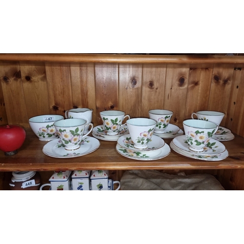 1250 - A 19 piece Old Royal china teacups and saucers. These feature a floral design and are from Old Royal... 