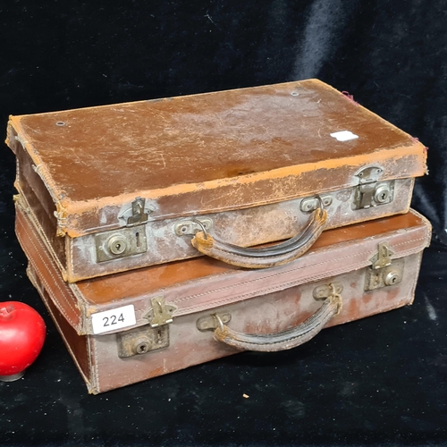 1272 - A pair of interesting antique travel brief cases / luggage cases. So many ways to repurpose these pi... 