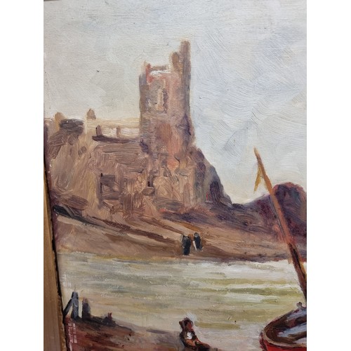 72 - Star Lot: A fantastic antique  19th century oil on board painting (French School) featuring a coasta... 