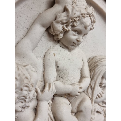 87 - Star Lot: A fine Neoclassical reconstituted marble stone relief wall plaque after Edward William Wyo... 