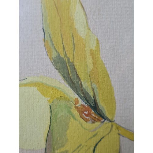 939 - Star Lot: A brilliant original gouache on paper painting titled 'Begonia'. Features a botanical stud... 