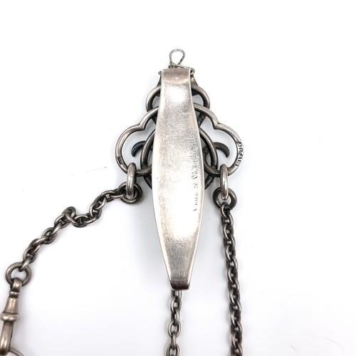 48 - Star Lot : A very beautiful antique Chatelaine. Maker - Clark 20 Old bond street. Silver items consi... 