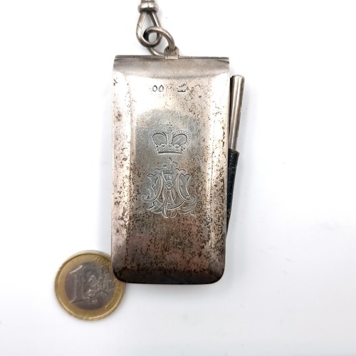 48 - Star Lot : A very beautiful antique Chatelaine. Maker - Clark 20 Old bond street. Silver items consi... 