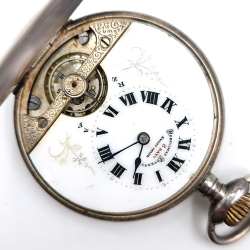 57 - A very pretty silver case French pocket watch by Maker - Hebdomas patent with 8 day movement marked ... 