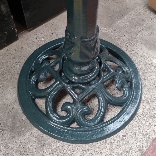 407 - Star Lot : A fabulous AS new Green heavy cast iron bird bath with decorative bird figure and ornate ... 