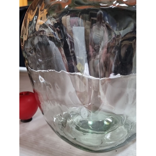 419 - A fabulous Large hand blown clear glass vase with a slightly flared mouth and textured surface with ... 