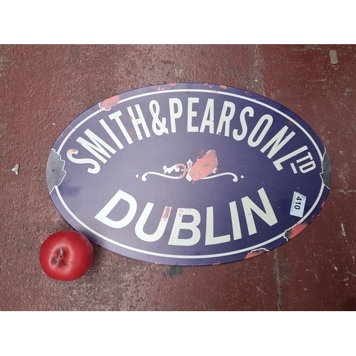 410 - Antique oval metal sign, 