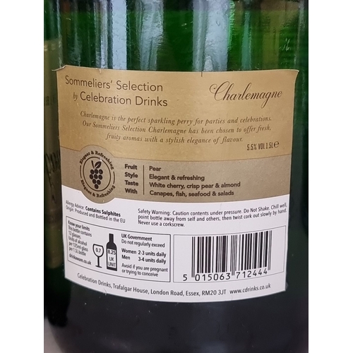 433 - Two bottles of Charlemagne Poire Mousseux Supérieur Demi Sec Sparkling Perry, each 1.5L. Produced by... 