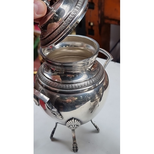 445 - A gorgeous four-piece Victorian antique EPNS silver-plated tea and coffee set featuring ornate handl... 