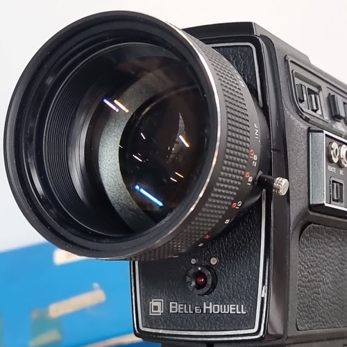 454 - Bell & Howell Filmosonic XL Super 8 Sound Camera features built-in sound recording, low light 6.5x z... 