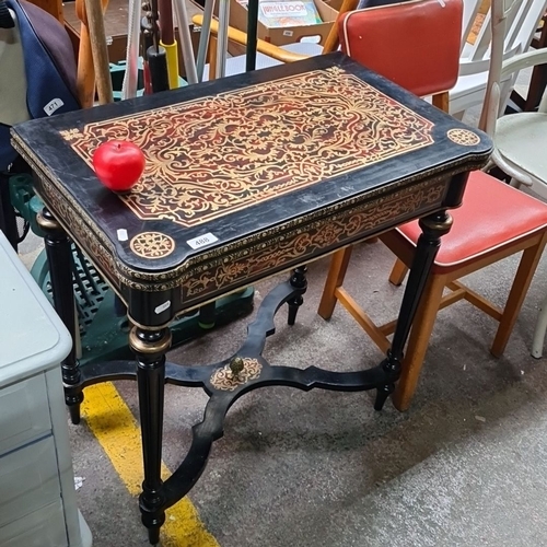 488 - Super Star Lot : A fabulous French Boule fold over writing table with ebonised  inlaid marquetry dec... 