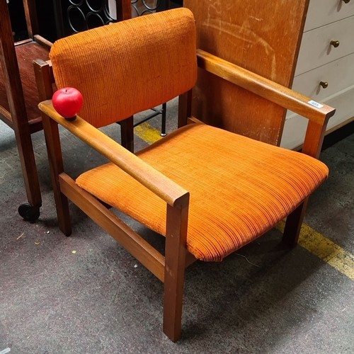 485 - Star lot : A fabulous Mid-Century Modern Irish Carnac chair with burnt orange fabric upholstery and ... 