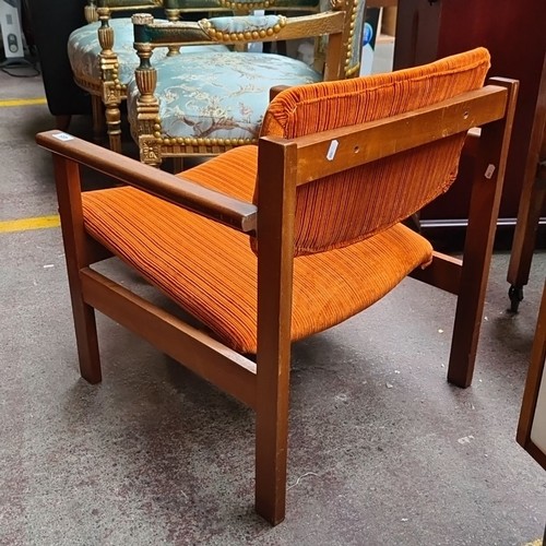 485 - Star lot : A fabulous Mid-Century Modern Irish Carnac chair with burnt orange fabric upholstery and ... 