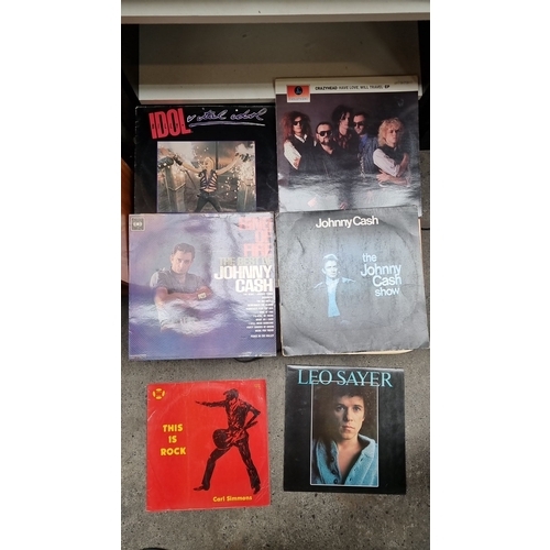 458 - Collection of vintage vinyl records including Status Quo's 