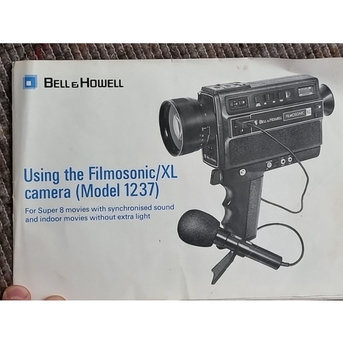 454 - Bell & Howell Filmosonic XL Super 8 Sound Camera features built-in sound recording, low light 6.5x z... 