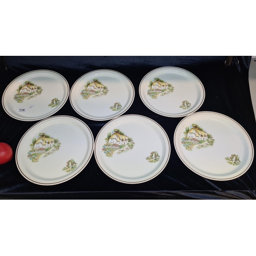 110 - Six lovely Arklow pottery Brendan Erin Stone dinner plates. All in good condition with marks to base... 