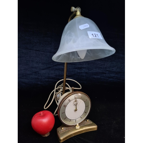 121 - A Vintage Pifco Alarm Clock Bedside Lamp with frosted glass shade.