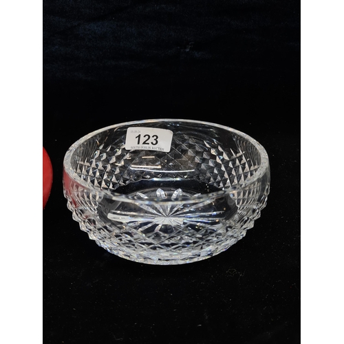 123 - A round Waterford Crystal bowl. In good condition retaining acid mark to base.