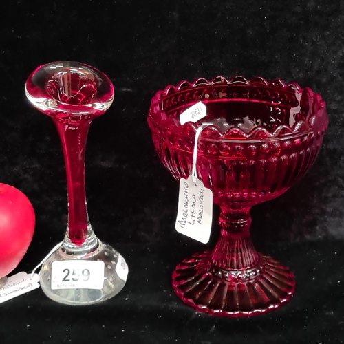 259 - Two super pieces of vintage cranberry glass including a 1960's Aseda Glasbruk of Sweden bud vase and... 