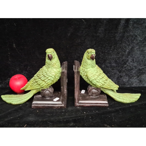 266 - A fun pair of colourful parrot themed bookends. Brand new From a top UK interior design company.