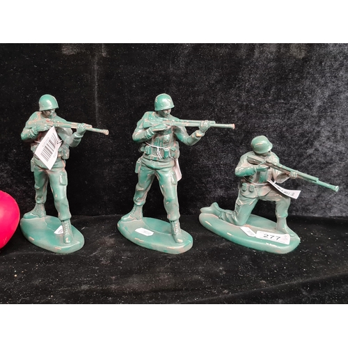 277 - Three large soldier action figures. Brand new from a top UK design company.