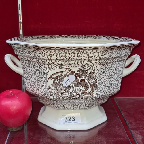 323 - A large English Adams Ironstone Planter in the Chinese Bird pattern. In very good condition.