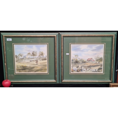 64 - A pair of original 'Ronnie Moore' watercolour on paper painting. Features quaint countryside Irish L... 