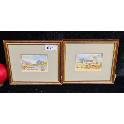 71 - A pair of charming original 'Elizabeth Finnegan' watercolour on paper paintings titled 'Gap Of Dunlo... 