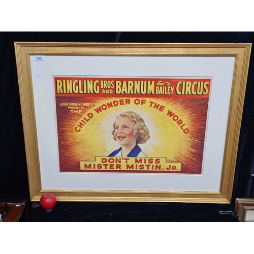 95 - A wonderful large lithograph print of a 1950's Ringling Bros and Barnum Bailey Circus poster. Advert... 