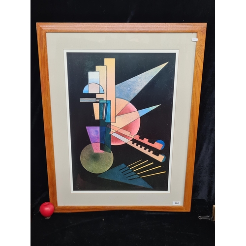 96 - A large high quality print of a Kandinsky painting titled 'Abstract Interpretation' Housed in a soli... 