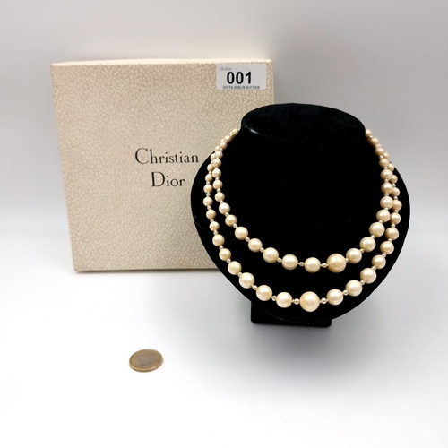 1 - Star Lot : A very pretty vintage designer Christian Dior double layered pearl necklace. Stamped and ... 