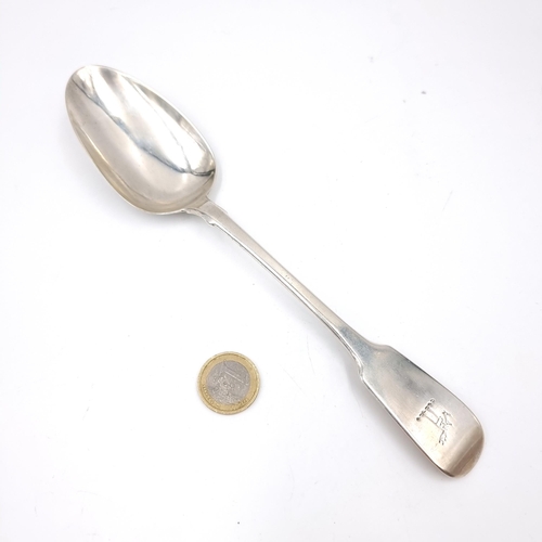 31 - An antique irish silver rat tail spoon hallmarked 1835 Philip Weeks. Apprentice to Samual Neville. D... 