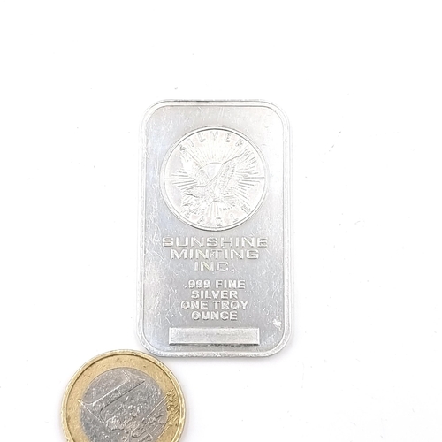 38 - Star Lot : A Sunshine Minting .999 fine silver one troy ounce encapsulated bar.