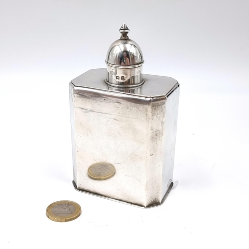 53 - Star Lot : A fine sterling silver tea caddy hallmarked Birmingham circa 1923. Dimensions: L - 12.5 c... 