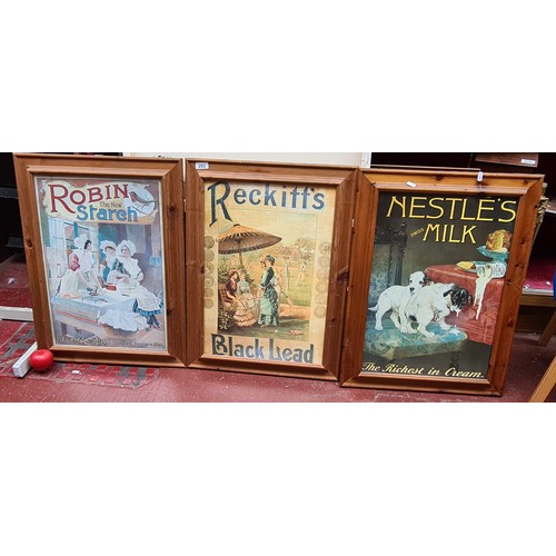 293 - Three large advertising Poster / Prints featuring 'Nestle's Milk' 'Robin Starch Ironing and Washing'... 