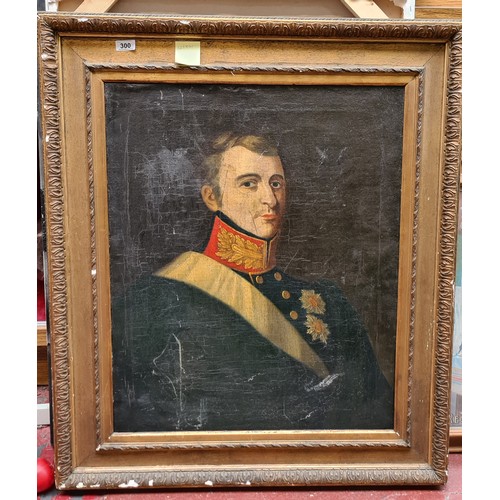 300 - Star Lot: A very large 18th century original oil on canvas painting. Features a portrait study of a ... 