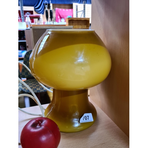 707 - Star Lot : A fantastic glass 1970's Butterscotch glass mushroom shaped desk lamp.