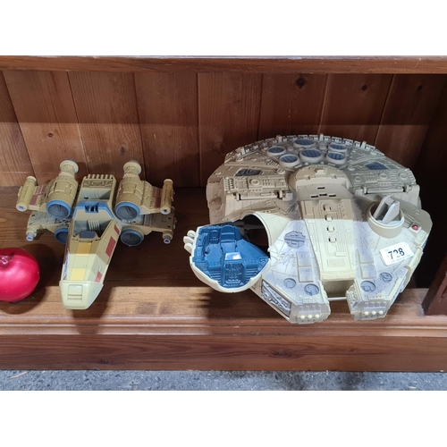 728 - Two Hasbro 2004 Star Wars models including a large Millennium Falcon model.