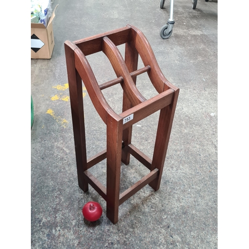 753 - A vintage oak stick / umbrella stand. Lovely shape.