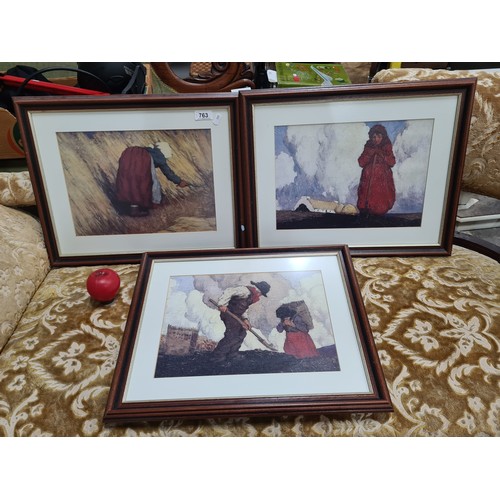 763 - A trio of high quality prints of Paul Henry paintings. All housed in matching wood and gilt frames b... 