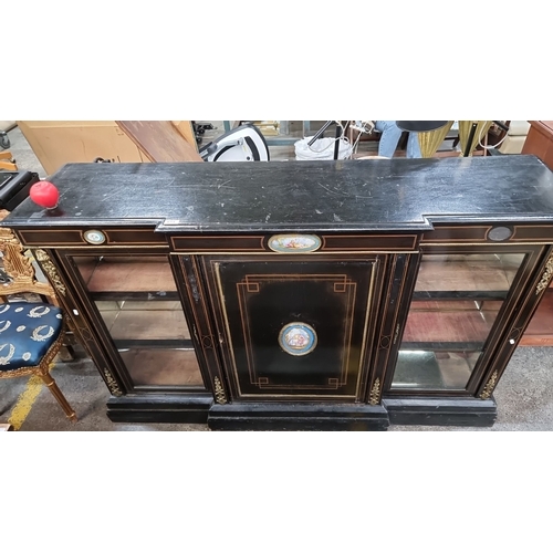 673 - Super Star Lot : A Fabulous French Ebonized Boule 19th-century display cabinet with hand-painted por... 