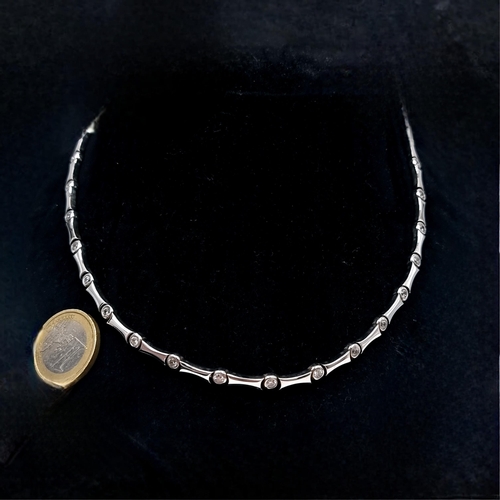 501 - A most attractive sterling silver necklace marked 925 set with gemstone accents. Length of necklace ... 