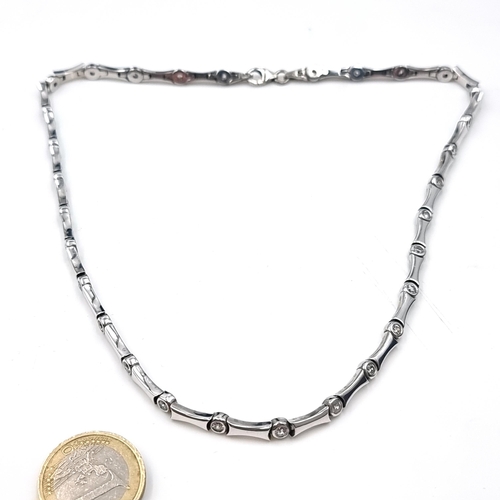 502 - A pretty sterling silver and gem stone necklace. Stamped 925 to chain and lobster clasp. Weight 30.9... 