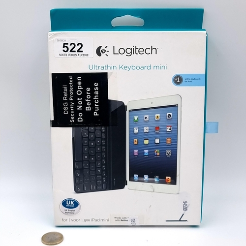 522 - A Logitech Ultrathin Keyboard mini for Apple iPads in black. Unused, in its original packaging.