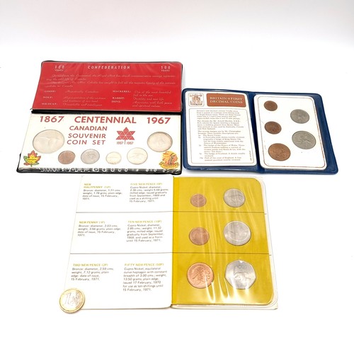 623 - A set of Britain's First Decimal Coins, Ireland's Decimal Coins, and 1867 Centennial 1967 Canadian S... 