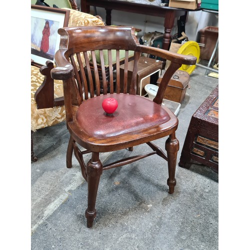 764 - Star Lot : A fabulous George V Glenister 1930's desk / captains chair with ox blood red leather seat... 