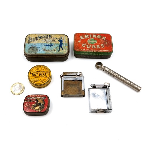 632 - A collection of vintage items including advertising tin boxes including Gramophone Needles, Erinox C... 