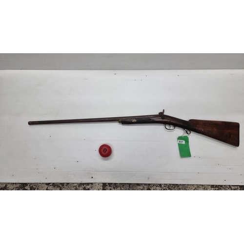 837 - Star lot: An antique 1860,s continental percussion rifle with silver escutcheon.