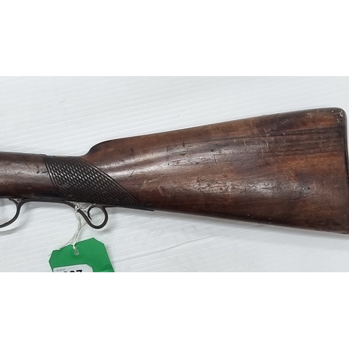 837 - Star lot: An antique 1860,s continental percussion rifle with silver escutcheon.